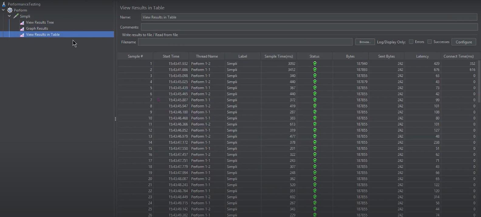 view results in the table view results in the table