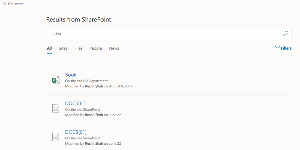 Sharepoint Search Results