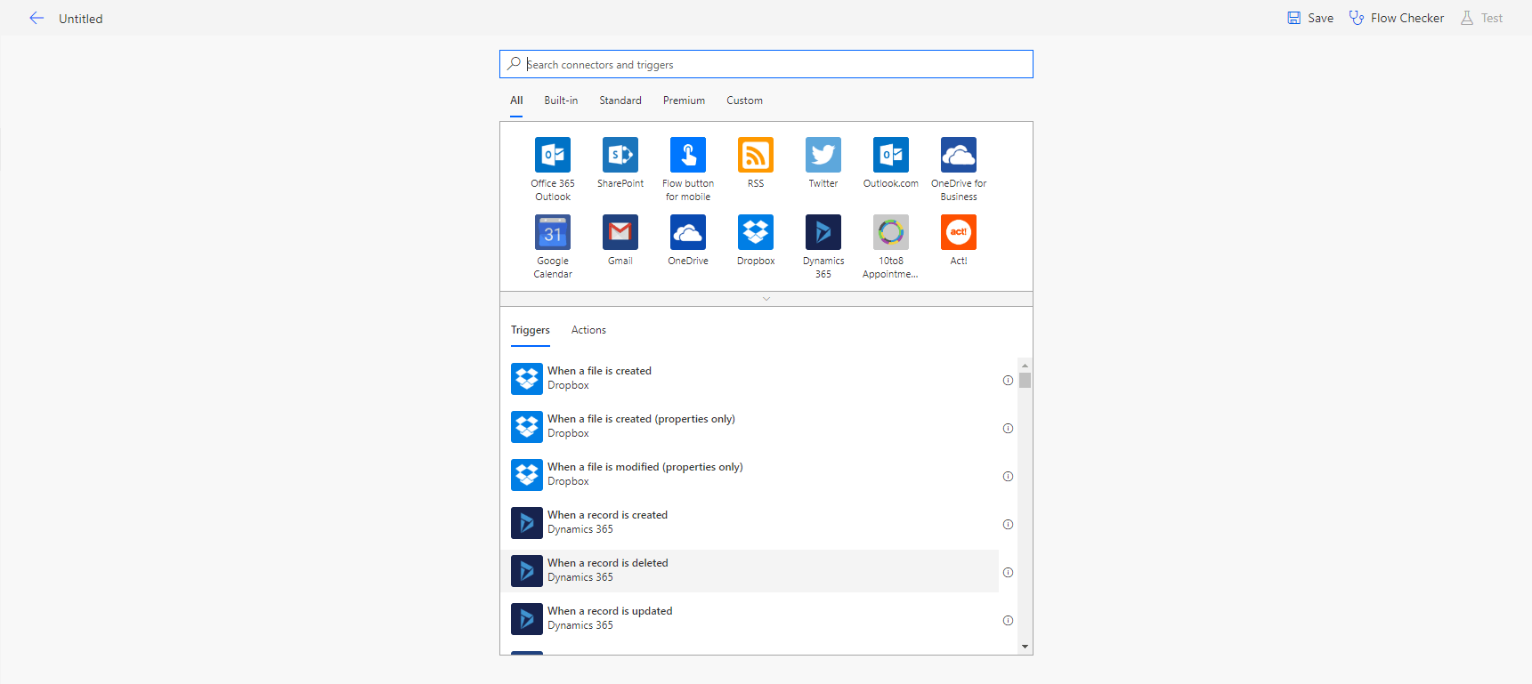 Microsoft Flow screen