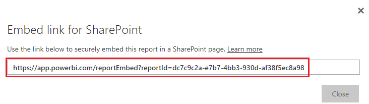 Copy the report URL