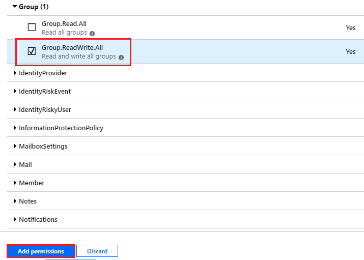 Add permissions for Group