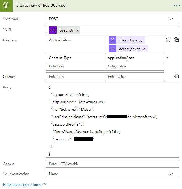 Create new Office 365 User