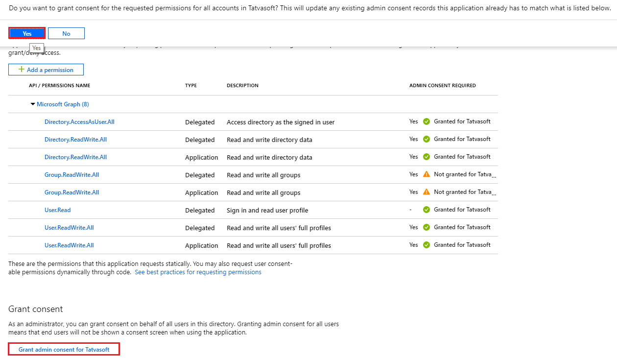 Grant admin consent for Group