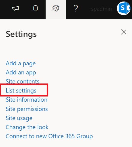 List settings