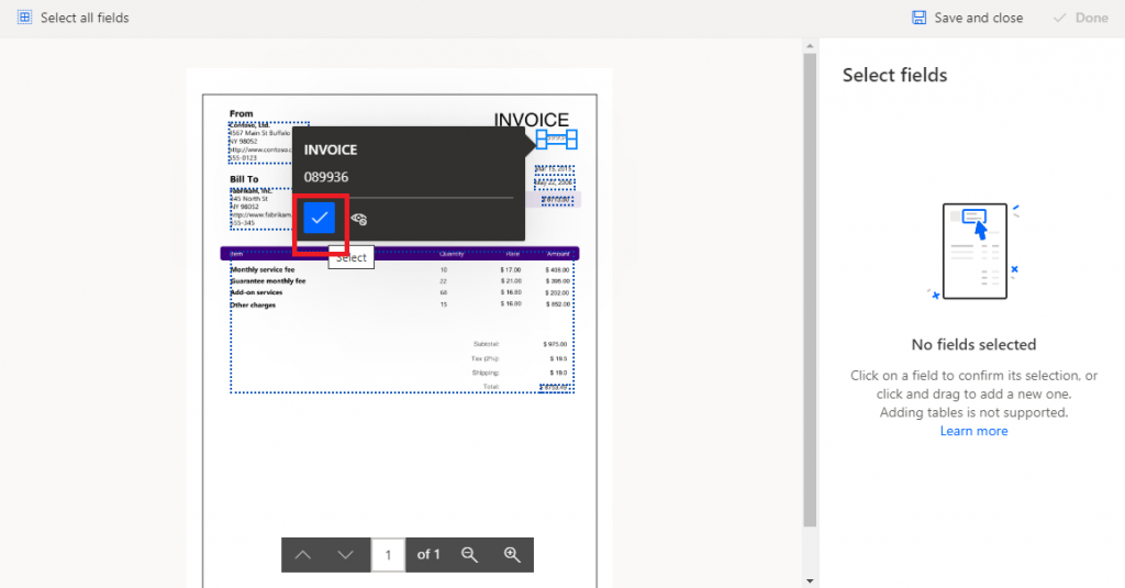 Select fields from document