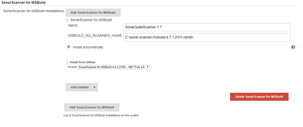 SonarScanner for MSBuild version SonarScanner for MSBuild version