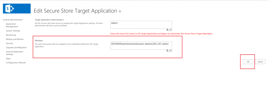 Edit Secure Application SharePoint