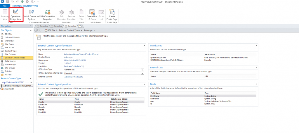 Operations Design View SharePoint