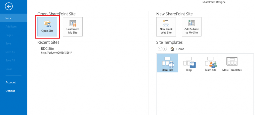 Open SharePoint Site