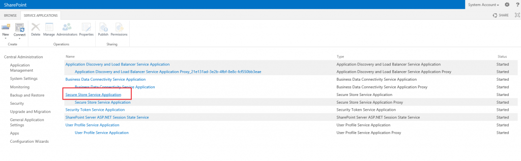 Secure Store Service Application SharePoint