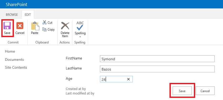 Save to Store New Changes SharePoint