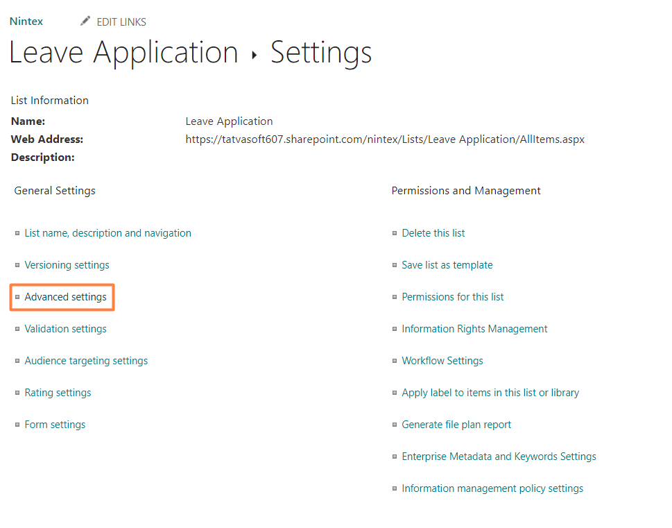 Leave Application Setting