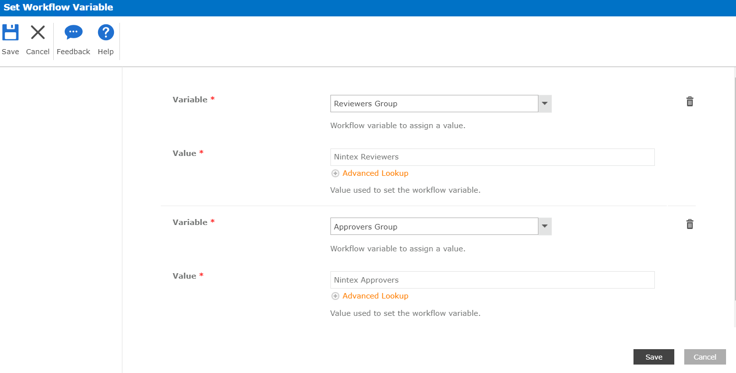 Set Workflow Variable Option