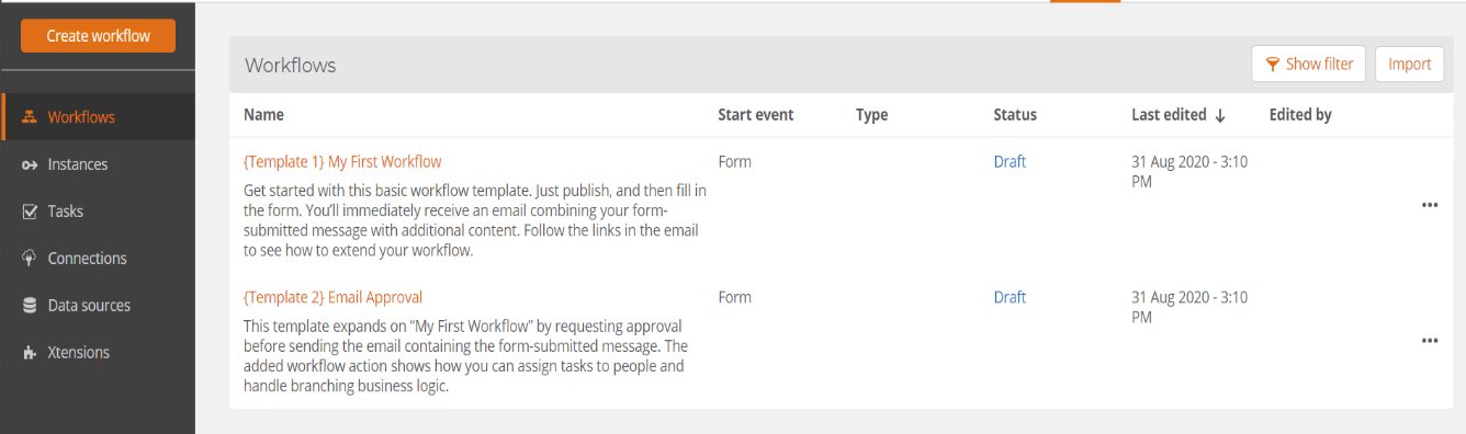 Nintex Workflow Cloud Dashboard