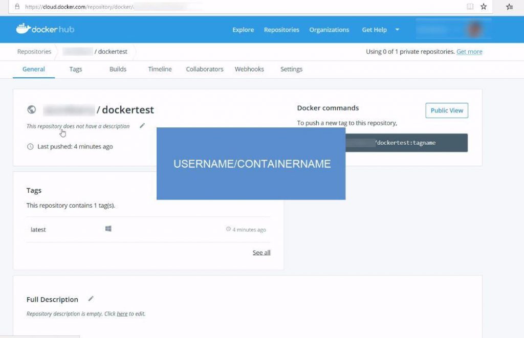 Username Container name Username Container name
