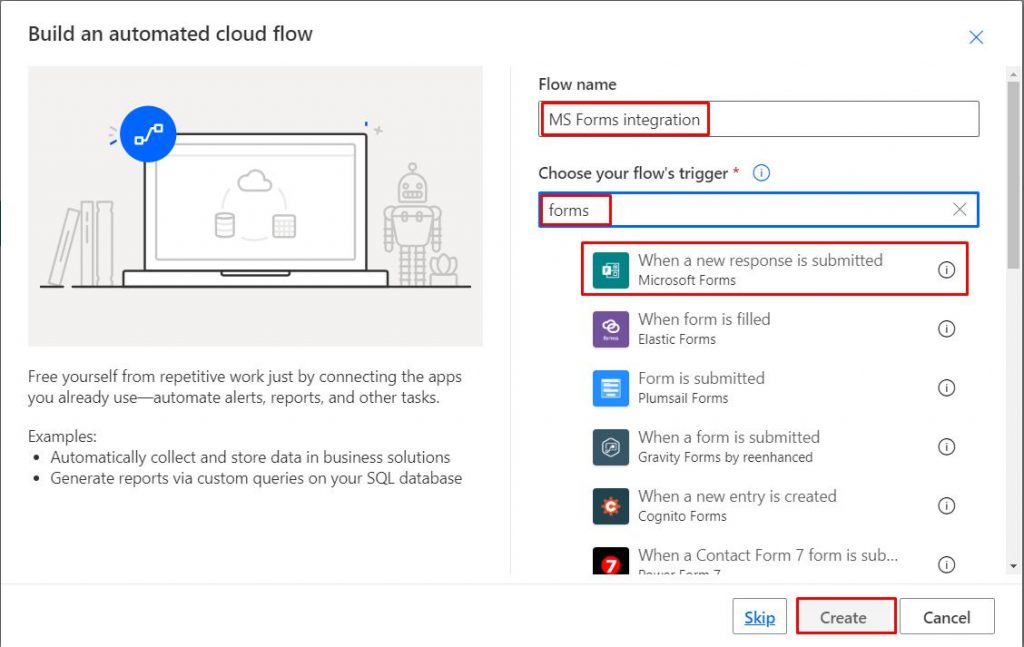 build an automated cloud flow