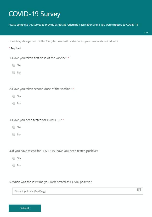 covid-19 survey form covid-19 survey form