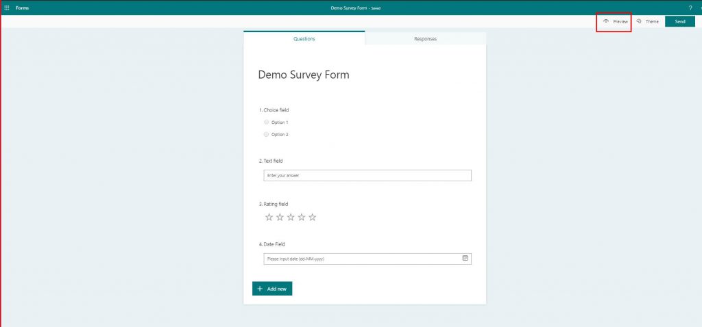 demo survey form-preview