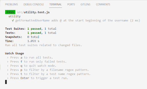 Unit test Output