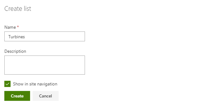 Create a SharePoint list