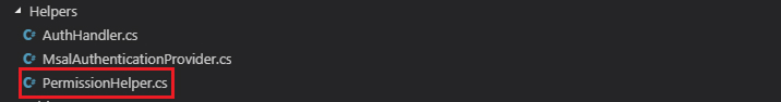 Create a file named PermissionHelper.cs
