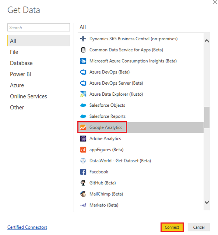 Select Google Analytics