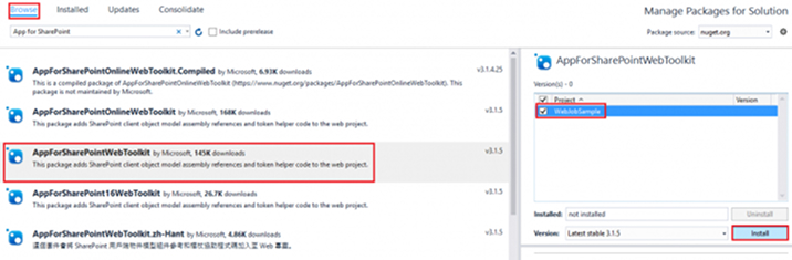 Install App For SharePoint WebToolkit