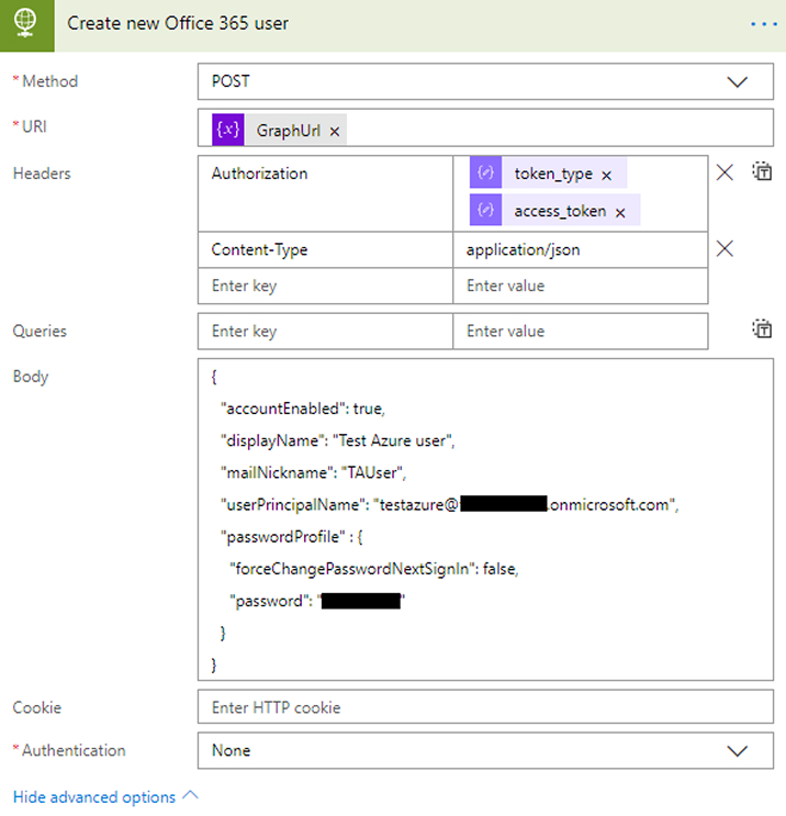 Create a new Office 365 user