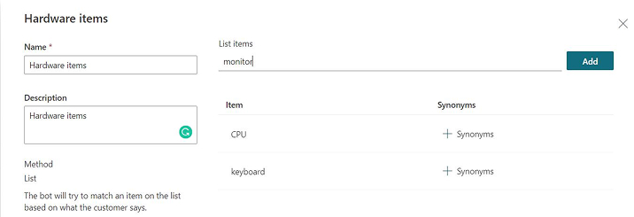 Hardware items