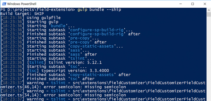 gulp bundle –ship