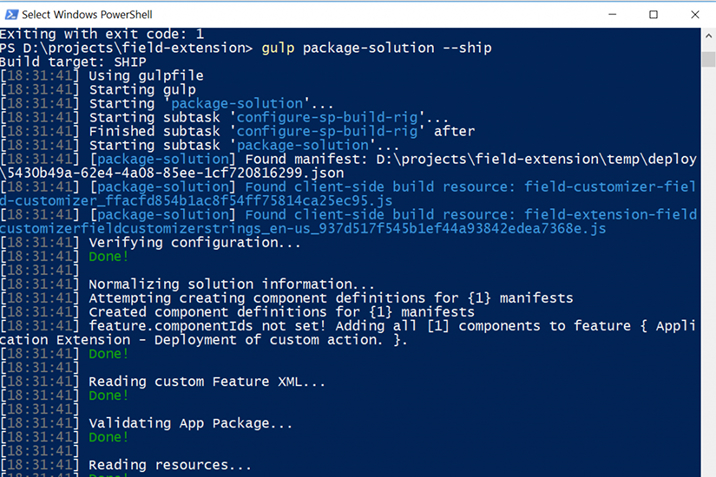 gulp package-solution –ship