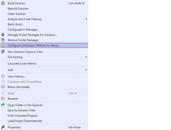 Configure continues delivery to azure