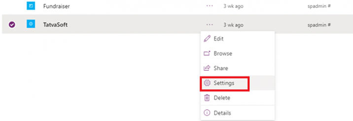 Click on Settings option