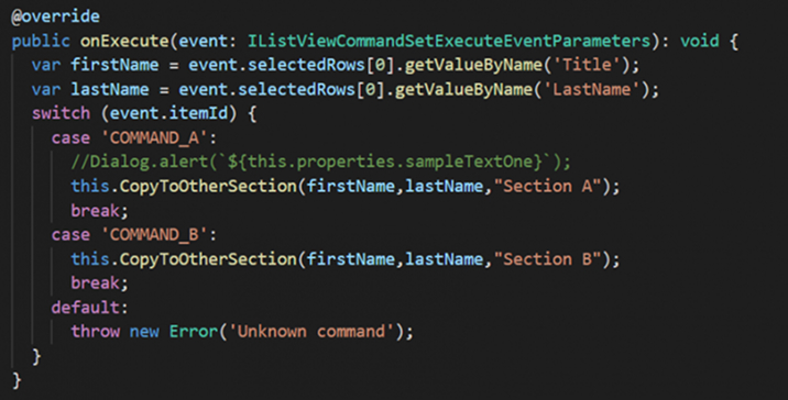 execution of command