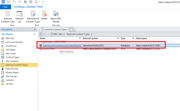 External Content Types