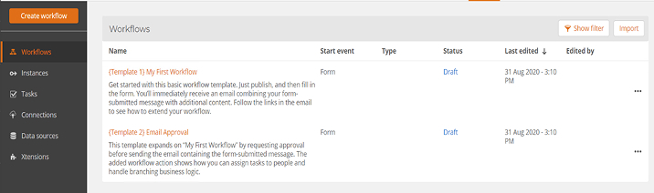 Nintex Workflow Cloud Dashboard