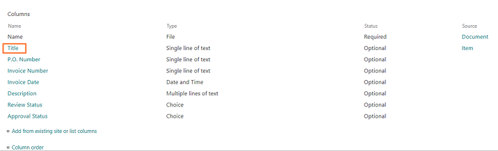 Nintex Hidden Column