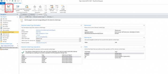 Operations Design View