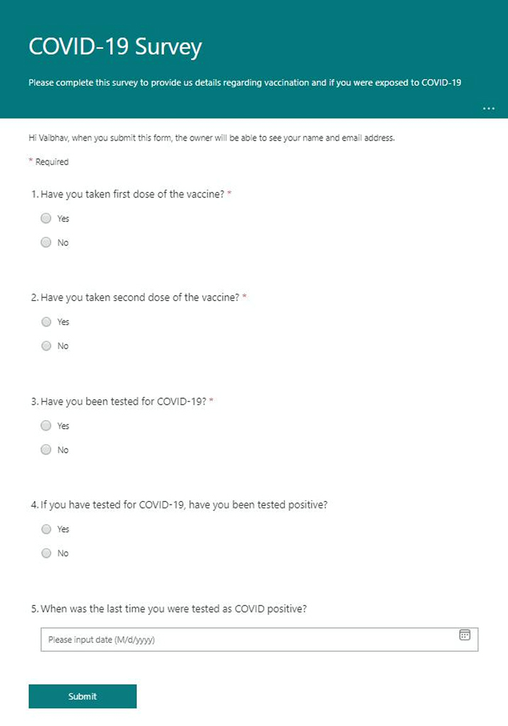 COVID-19 Survey Form COVID-19 Survey Form