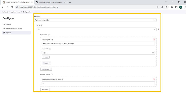 Pipeline Job with SCMScript Pipeline Job with SCMScript