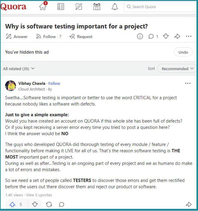 Software Testing from Quora