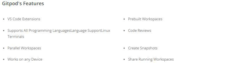 gitpod's feature