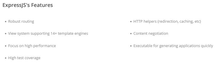 Express JS features Express JS features