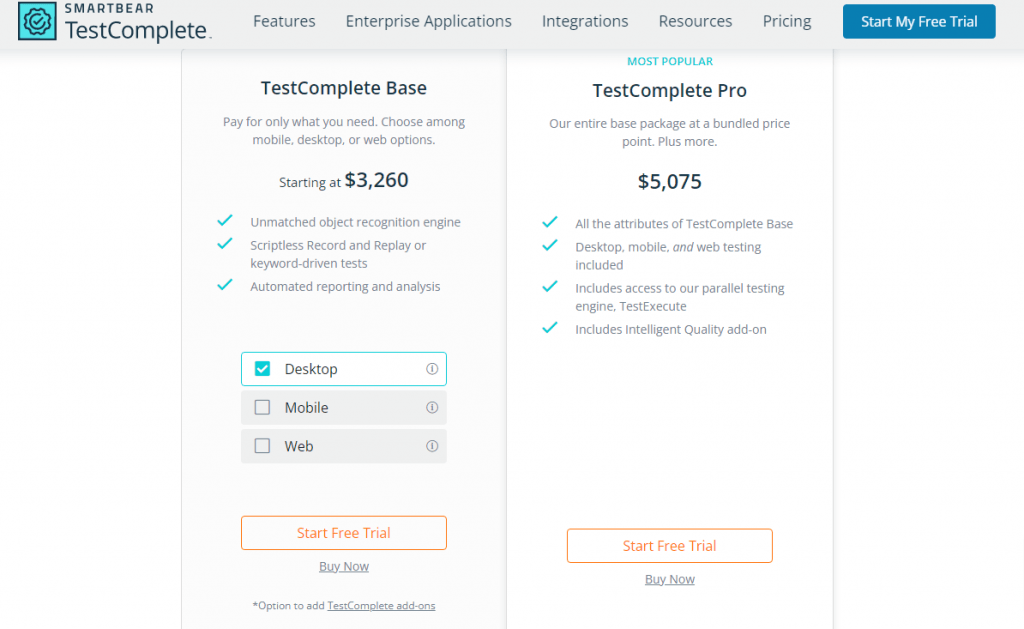 Pricing: TestComplete Pricing: TestComplete