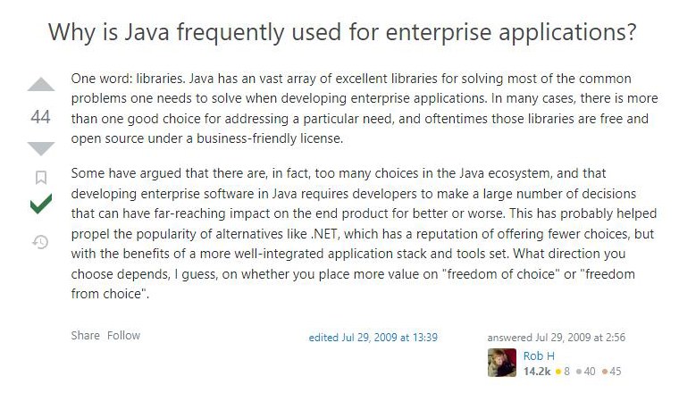 why is java frequently used for enterprise applications?