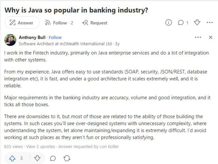 why is java so popular in banking industry? why is java so popular in banking industry?