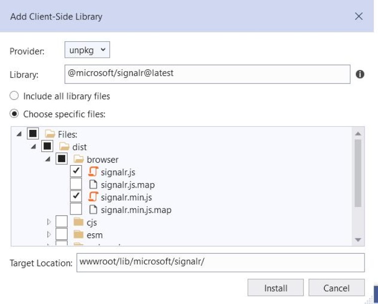 Add Client-Side Library Dialog