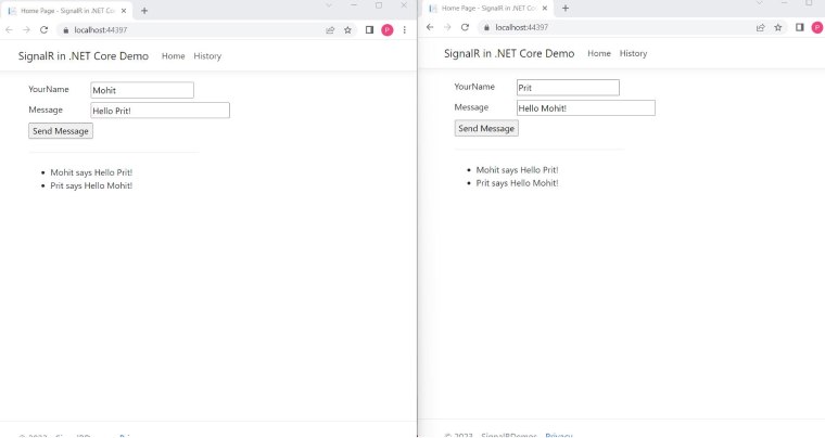 SignalR in .NET Core Demo