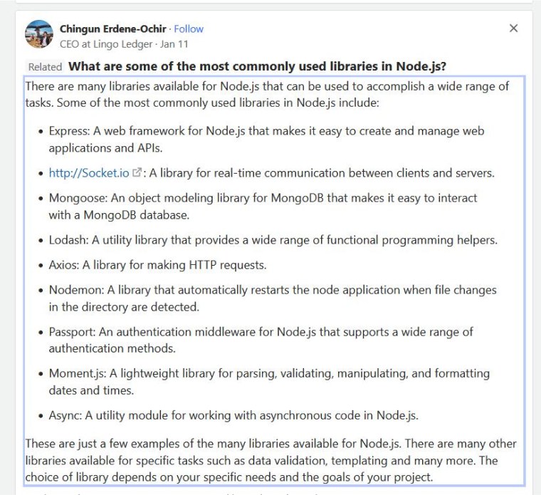 most used libraries of node.js