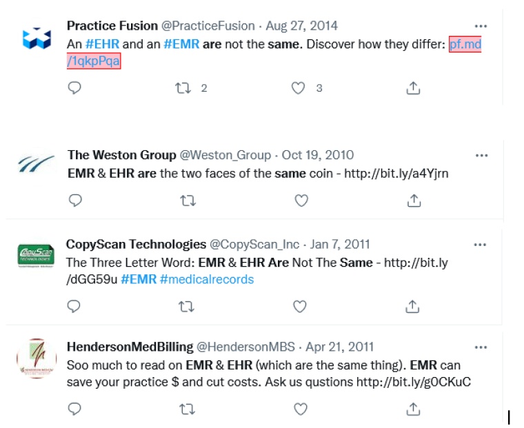 EMR vs EHR Twitter Discussion EMR vs EHR Twitter Discussion